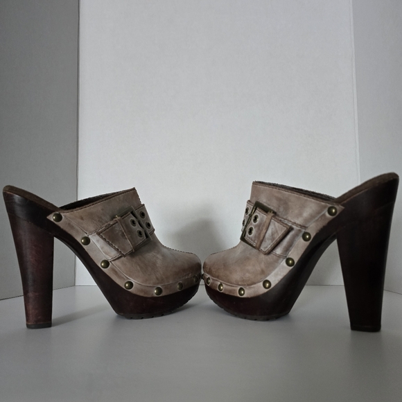 Steve Madden Dakkota Leather Platform Side Buckle Clogs Size 9.5 - Picture 4 of 10